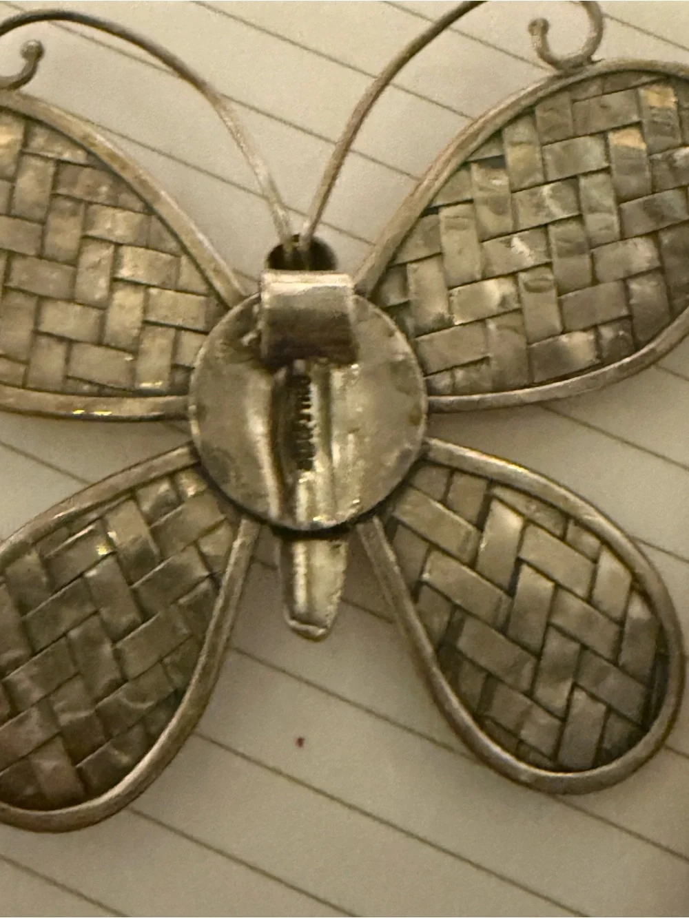 Vintage silver large butterfly pendant . - Picture 4 of 13